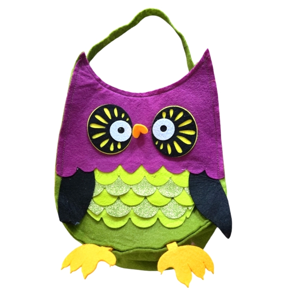 Owl Felt Bag, 9" x 10"